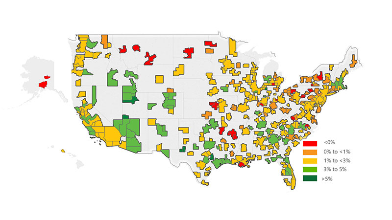 View file for explanation of data ranges displayed in chart: Economic health