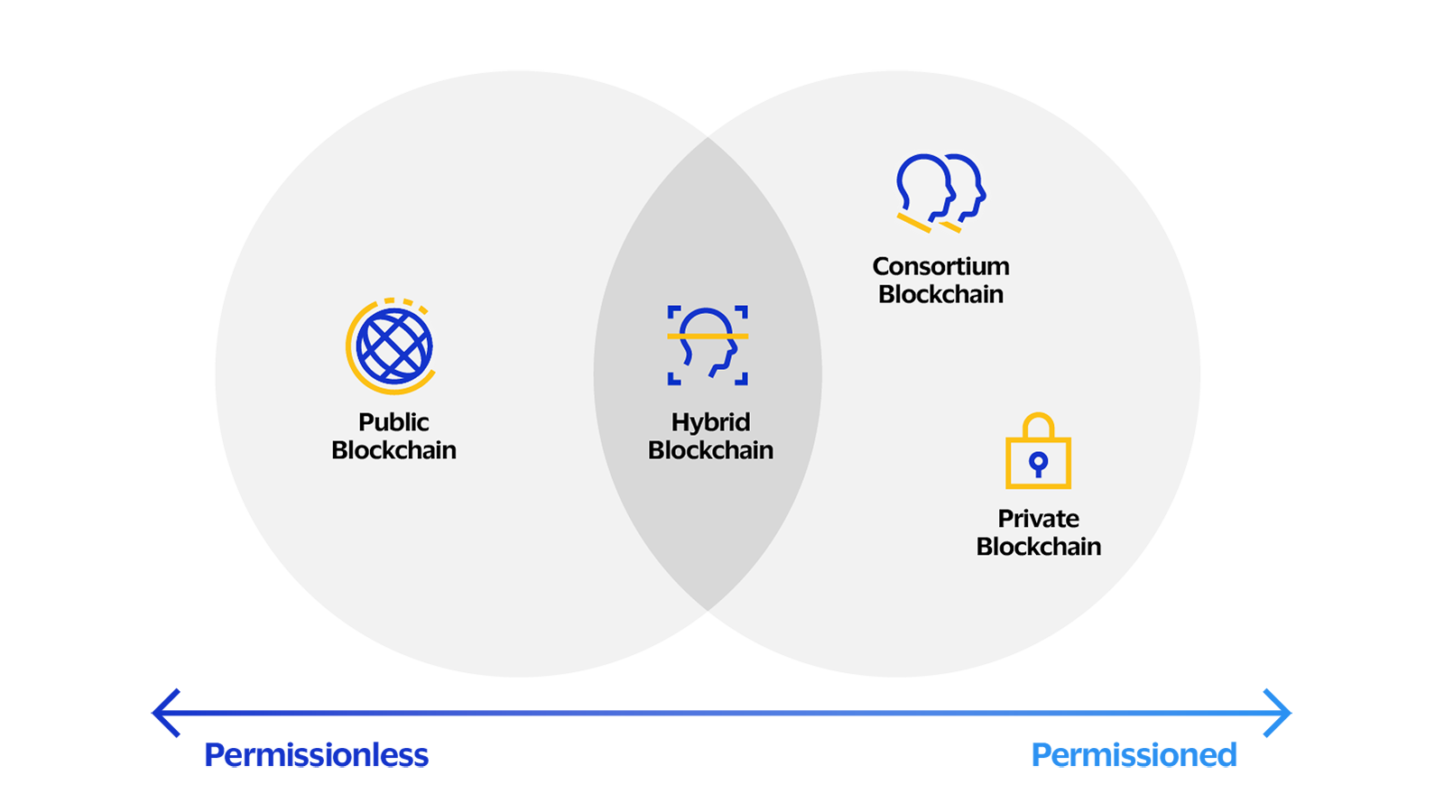 Types of blockchain networks. See image description for details.