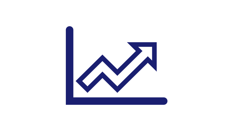 Illustration of a linear chart showing a line trending upward.